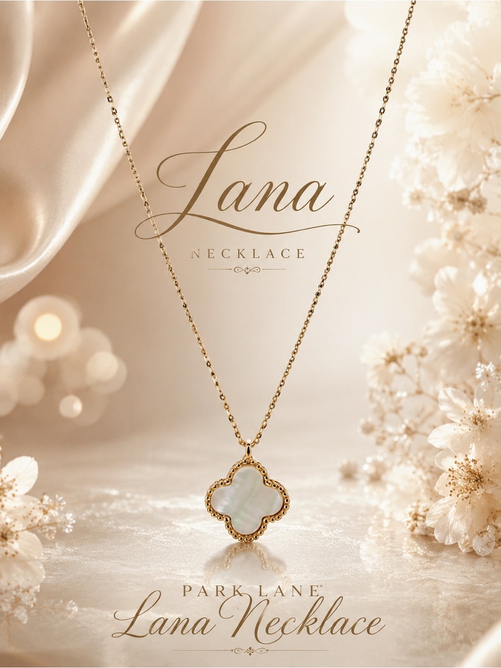 Park Lane Women’s Icon Lana Necklace Gold Tone Mother of Pearl Clover Pendant
